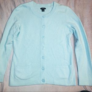 Via Prive Light Blue Button Down Cashmere Sweater